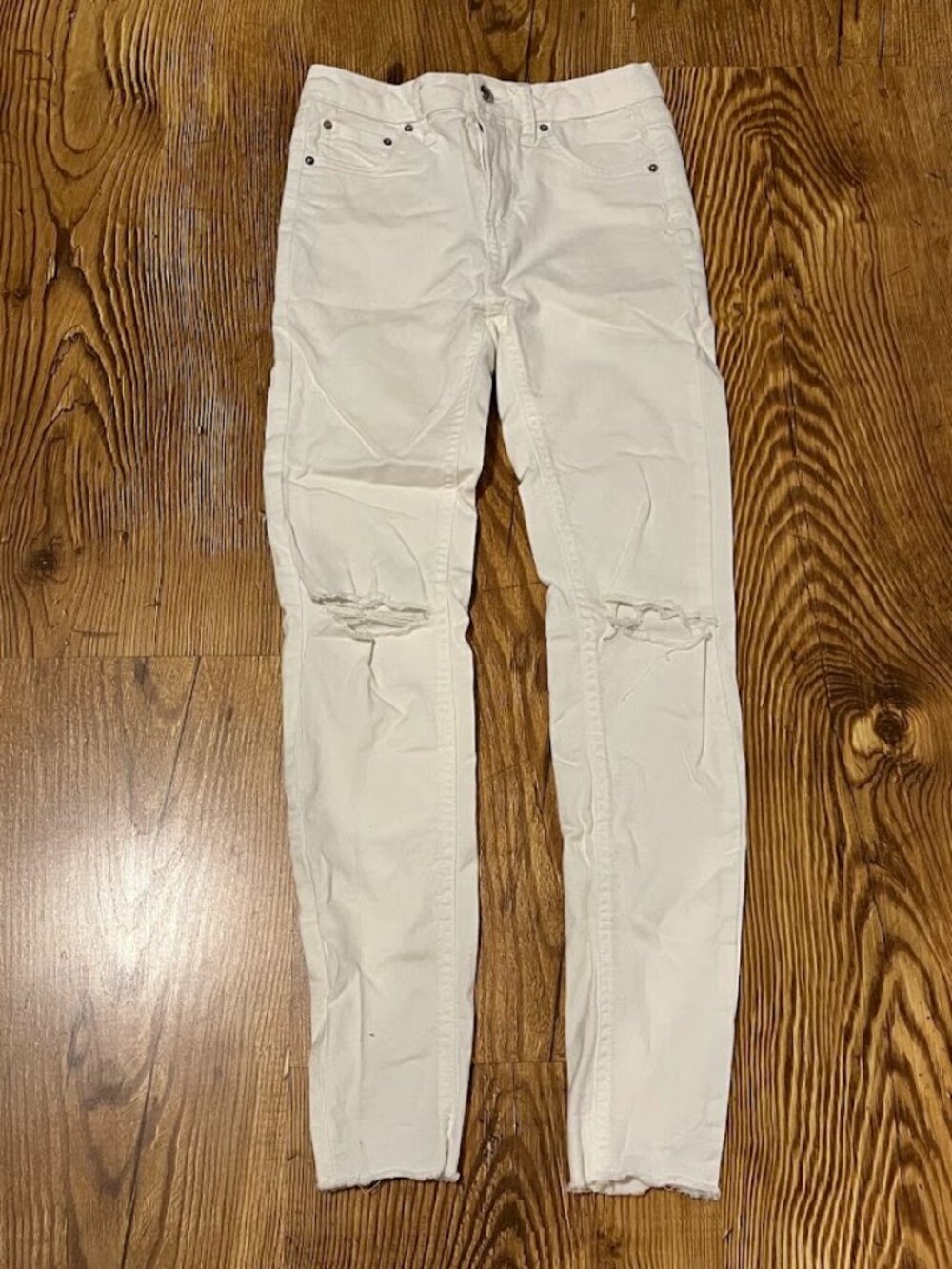 Wild Fable High Rise Skinny Distressed Jeans, White, Size 0